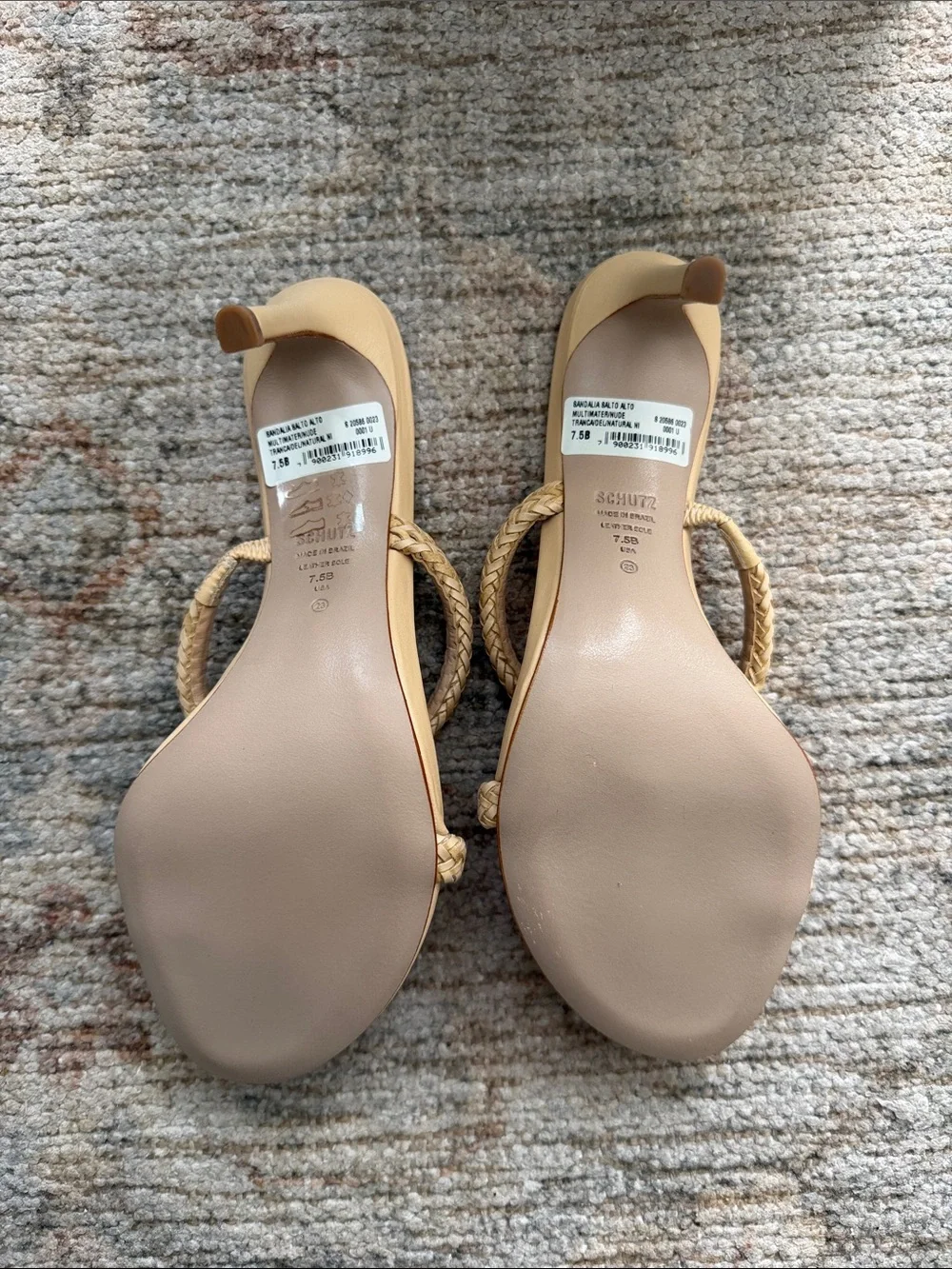 SCHUTZ Taliah Cream Braided Double-Strap Slide Heels